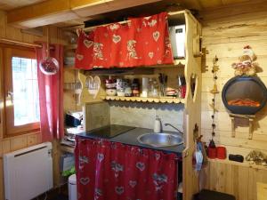 a kitchen with a sink in a tiny house at Chalet Hauteluce, 2 pièces, 3 personnes - FR-1-342-263 in Hauteluce