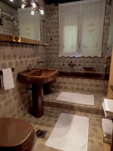 a bathroom with a sink and a toilet at Riverside Villa Avo - Apartment AVO in Spodnja Idrija