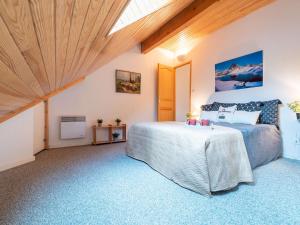 ein Schlafzimmer mit zwei Betten und einem Dachfenster in der Unterkunft Duplex cosy 4 pers, proche thermes, St Lary - FR-1-296-336 in Saint-Lary-Soulan