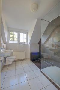 a bathroom with a sink toilet and a shower at Ferienwohnung Panorama Moselblick in Treis-Karden