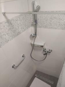 łazienka z prysznicem i toaletą w obiekcie Room Marija w Zagrzebiu