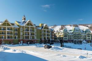 un complexe dans la neige recouverte de neige dans l'établissement Blue Mountain Resort Mosaic Suites, à Blue Mountains