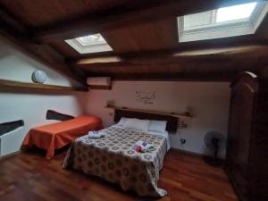 リングアグロッサにあるEtna Paradise Locazione Turisticaの天窓付きのベッドルーム1室(ベッド1台付)