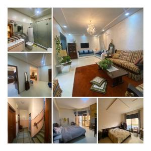 a collage of photos of a living room and a kitchen at Central 2-bedrooms w/ balcony@Downtown Mers Sultan in Casablanca