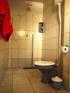 een badkamer met een toilet en een douche bij Casa Pôr do Sol in Ouro Prêto