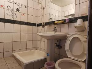 een badkamer met een toilet en een wastafel bij Hotel Fouquet in Hualien