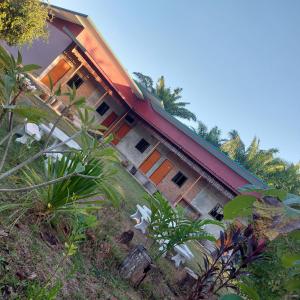 ein Haus auf einem Hügel mit Pflanzen davor in der Unterkunft Yoga Homestay Seka in Seka
