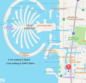 um mapa de dublin mostrando as atrações de dublin em Luxury Room with Marina view close to JBR Beach and Metro with Shared Kitchen no Dubai