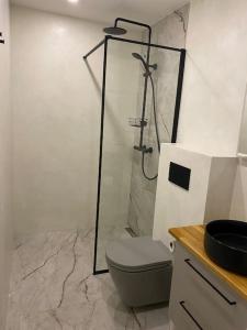 Ένα μπάνιο στο Modern 2-bedroom apartment with terrace & free parking