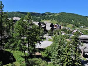 an aerial view of a town with trees and buildings at Studio 4 pers avec balcon - Animaux admis - Parking gratuit - FR-1-330-131 in Risoul +9 photos