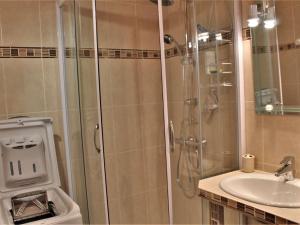 a bathroom with a shower and a sink at Appartement Risoul, 1 pièce, 4 personnes - FR-1-330-156 in Risoul