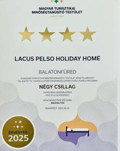 a poster for the las vegas pelosi holiday home at Lacus Pelso Holiday Home in Balatonfüred