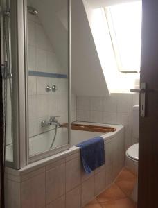 a bathroom with a shower and a bath tub at Freiburg Citywohnung in Freiburg im Breisgau