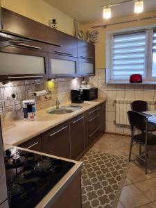 a kitchen with a sink and a stove top oven at 3-pokojowe mieszkanie do wynajęcia, Tylicz in Tylicz