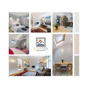 a collage of photos of a hotel room at Dillywicks by Staytor Accommodation in Exeter