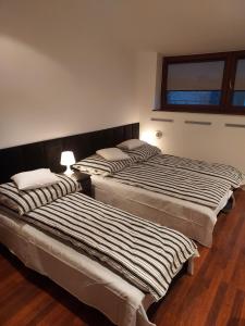 two beds sitting next to each other in a room at Apartament Wschodnia in Lublin