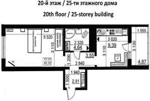 Plán poschodí v ubytovaní Apartment near metro Pozniaky