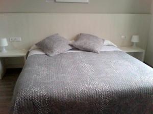um quarto com uma cama grande e 2 almofadas em Estació Del Nord em Vic