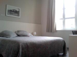 um quarto com uma cama e uma janela em Estació Del Nord em Vic