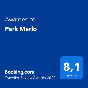 Certifikát, hodnocení, plakát nebo jiný dokument vystavený v ubytování Park Merlo