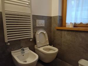 a bathroom with a toilet and a sink at Villa Belvedere in Valdidentro