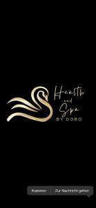 a gold logo with a wave on a black background at Health and Spa by Doro im Hotel am Schwanenweiher in Bad Bertrich