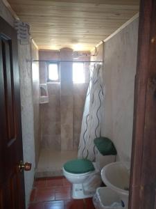 ein Bad mit einem WC und einem Waschbecken in der Unterkunft Tuminica Lodge - Chalet de montaña en Suesca in Suesca