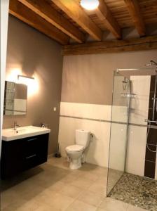 Kúpeľňa v ubytovaní Gîte la bergerie, piscine chauffée,