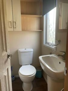 a bathroom with a white toilet and a sink at Freedom Lodge - Aviemore with FREE Starlink Superfast broadband 150mbps - Pet Free in Aviemore