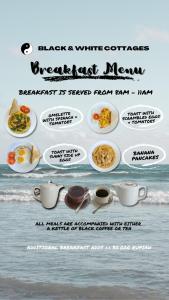 a poster for a breakfast meal on the beach at Black & White Cottages in Gili Trawangan