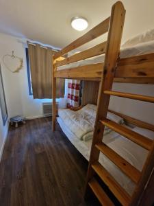 a bedroom with two bunk beds and a ladder at Boost Your Immo Vars Ô Chalet Dana 801 in Vars