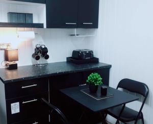 a small kitchen with a table with a plant on it at 2 Bedroom Apartment Central City Centre I Free Netflix in Birmingham