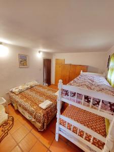 a bedroom with two bunk beds and a staircase at Cabañas Del Sauce in Paraná +17 photos