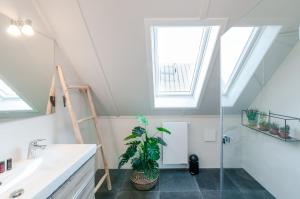 a bathroom with a sink and a window at Waterrijk Oesterdam Resort Villas in Tholen +204 photos