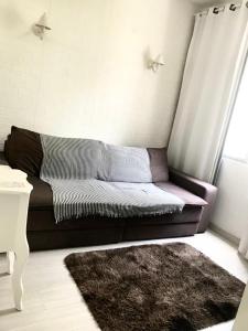 un soggiorno con divano e tappeto di Apartamento Duvivier a Rio de Janeiro