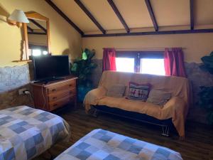 a living room with a couch and a tv at Apartment de las Nieves in Sierra Nevada