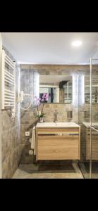 塞維利亞的住宿－Experiencia en Triana，一间带水槽和镜子的浴室