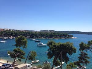 a group of boats in a large body of water at Apartments Ana Trogir in Trogir