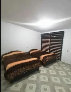 een slaapkamer met 2 bedden in een kamer bij Hogar amplio y acogedor in Ixmiquilpan