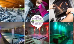 a collage of photos with different images of a gym at Fairfield Cottage in Grasmere