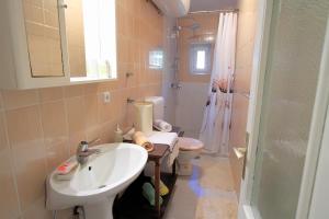 a bathroom with a sink and a toilet at Apartments with a parking space Otocac, Velebit - 20246 in Otočac