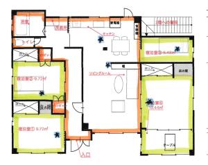 Plantegning af season guest house in nishi shinjuku 100 square meters, 4 bedrooms, 2 living rooms