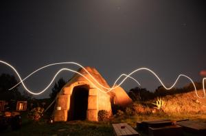 a building with a line of light on it at night at Forest Harmony in Knysna