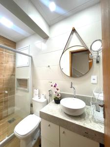 Koupelna v ubytování Cobertura Luxo com Jacuzzi Orla Praia Grande
