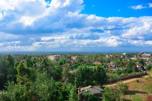 una ciudad bajo un cielo nublado con árboles y edificios en Dream View Apartment- opposite Garden City Mall near Safari Park en Nairobi