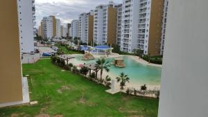 an aerial view of a resort with a swimming pool at Andreanius Caesar Resort & Spa Studio with Niche, Stunning Balcony View in Iskele