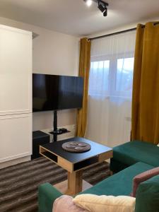 Televízia a/alebo spoločenská miestnosť v ubytovaní Apartament BB I na Kiepury