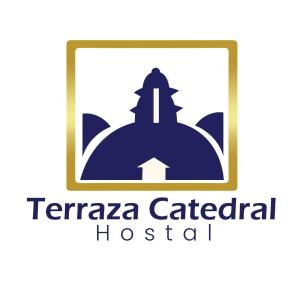 un logotipo para un hospital con un edificio medieval en Terraza Catedral Hostel en León