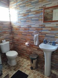 ein Bad mit einem WC und einem Waschbecken in der Unterkunft Hostal Belen in San Pedro de Atacama
