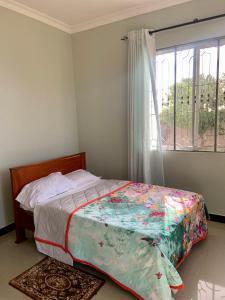 a bedroom with a bed and a window at Dodoma, Tukae Inn in Dodoma
